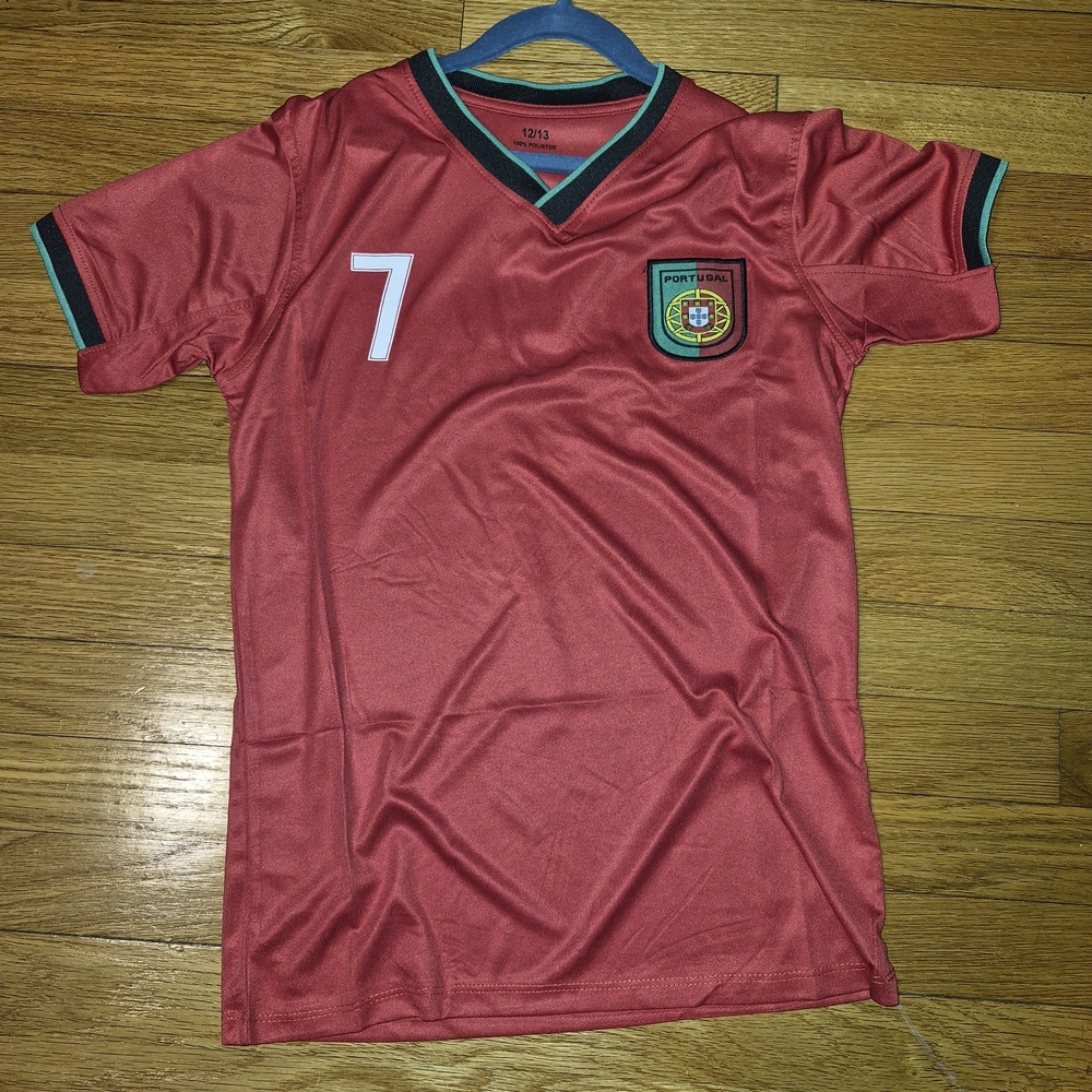 Youth Red Soccer Tee with Number 7